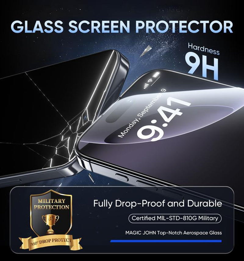 New MAGIC JOHN Premium Upgraded Privacy Screen Protector Dustproof Bubble-Free Ultra-Clear for Iphone & Samsung